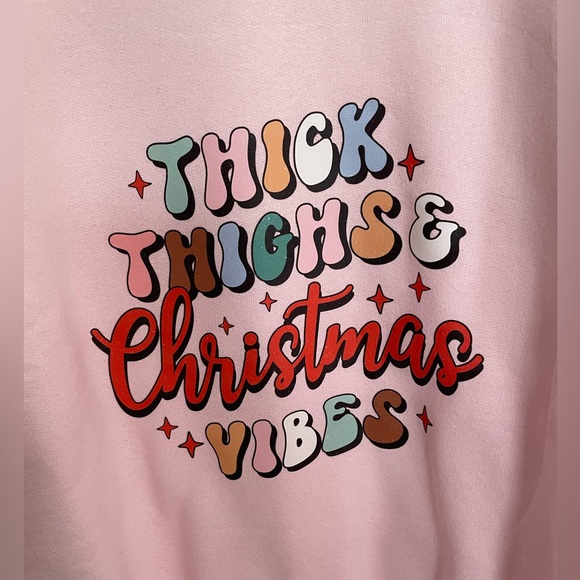 Hanes women’s crewneck sweatshirt light pink size large Christmas vibes vintage - Picture 2 of 5